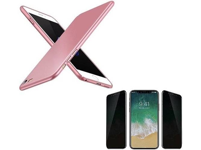 Kit Funda y Protector de Pantalla 5D Privacy iPhone 6 Plus, 6s Plus SlimShield Rosa