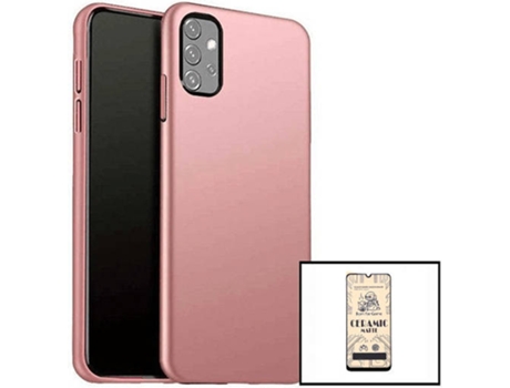 Kit Cristal Templado CeramicGlass Full Cover y Funda SlimShield Samsung Galaxy A32 4G PHONECARE Rosa