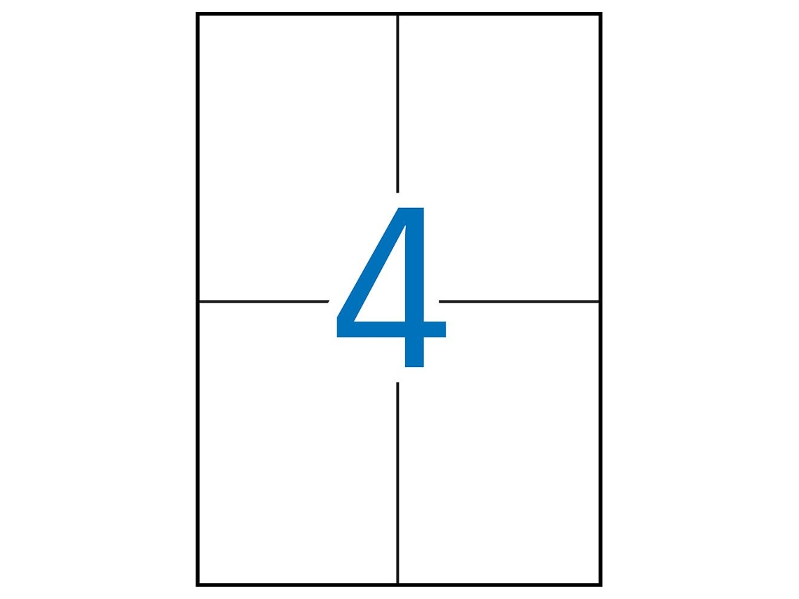 Etiquetas Adhesivas Permanentes A4 Rectas 25 Hojas APLI (Blanco - 105 X 148 mm)