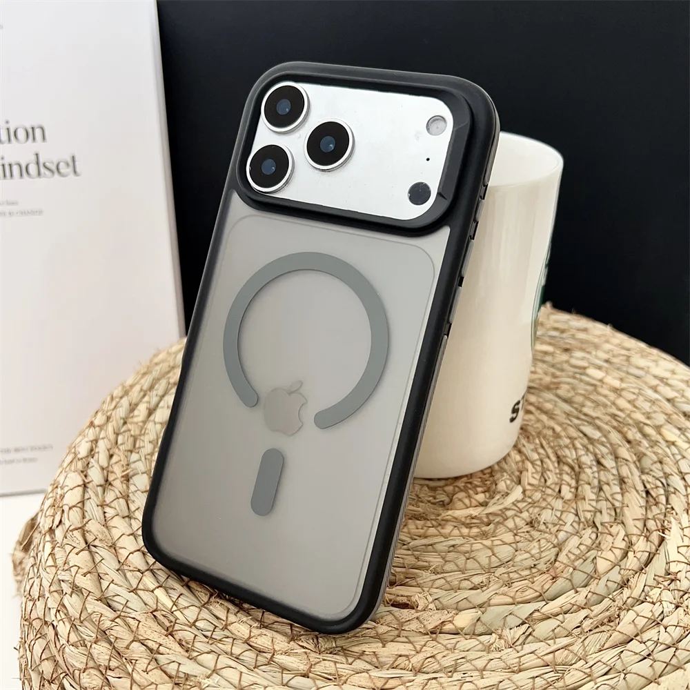 (iphone 17 Pro, Gris) Funda Magnética Mate A Prueba De Golpes Para Iphone, Compatible Con Carga Inalámbrica Magsafe.