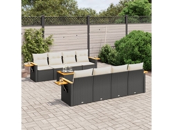 Conjunto de sofás de jardín de 9 piezas DKD Home Decor con cojines de mimbre negros