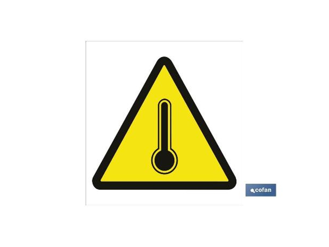 Señal adhesivo 105x105 mm. peligro alta temperatura