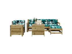 Conjunto de sofá de jardín de 7 piezas de madera de pino impregnada Dkd Home Decor