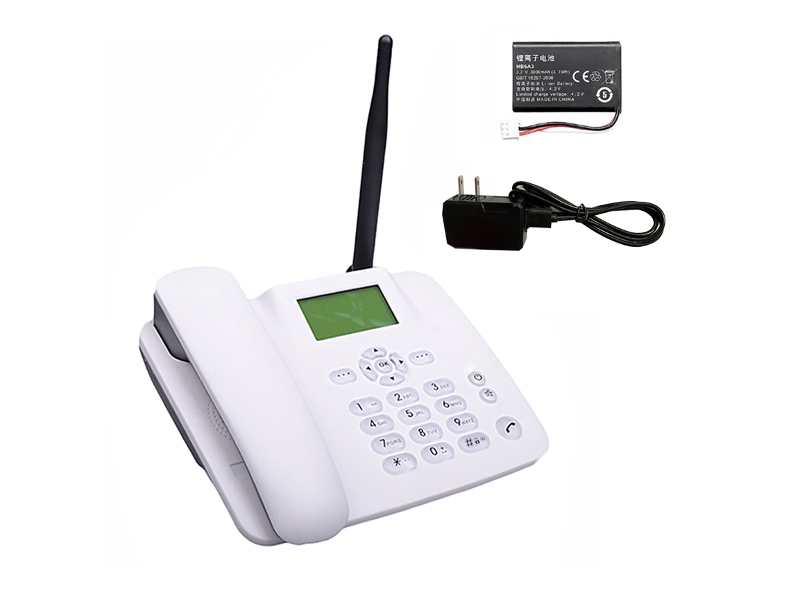 Teléfono inalámbrico GSM 2G con antena, despertador y función SMS, ideal para personas mayores, hoteles y oficinas.