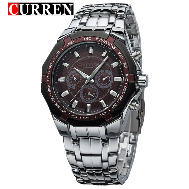 (marrón Plateado) Reloj Para Hombre, Reloj Deportivo Militar, Caja Totalmente De Acero.