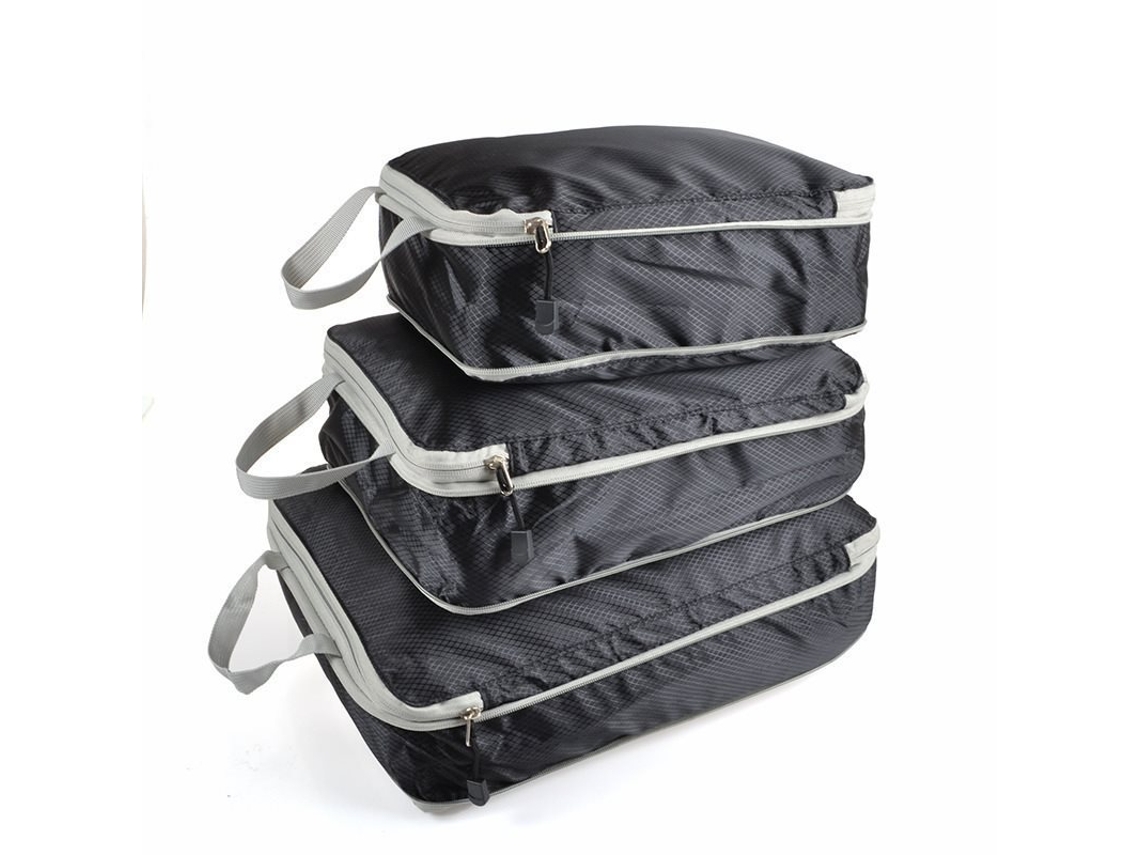 Juego De 3 Piezas De Bolsas De Almacenamiento De Viaje, Una Sola Capa, Comprimidas, Portátiles, Grandes, Organizador De Maletas CHRUI Negro