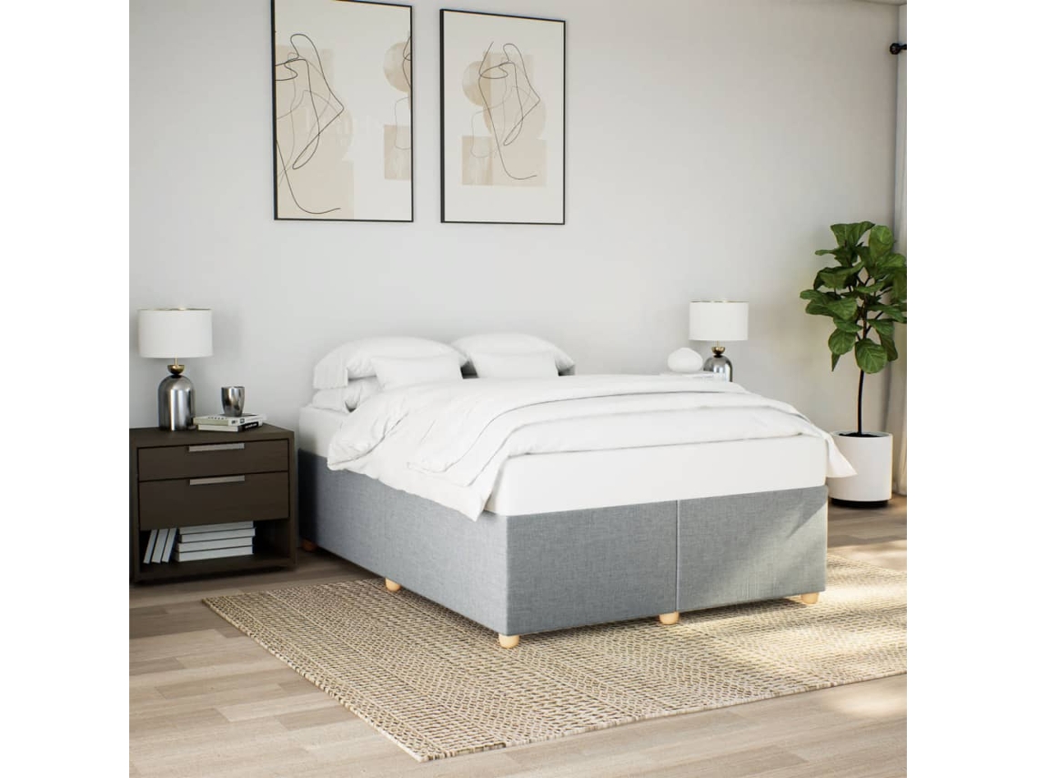 Cama Sin Colchón Tela Gris Claro 140x200 Cm