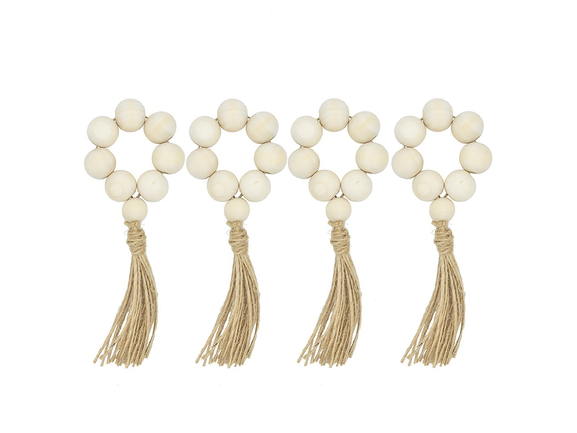 Servilleteros de madera estilo pastoral europeo, 4 piezas