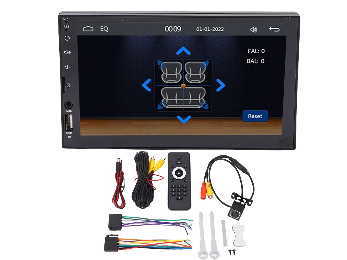 Autorradio De Doble Din De 7 Pulgadas Con Pantalla Táctil Hd, Bluetooth, Carplay, Android Auto Y Cámara De Visión Trasera.