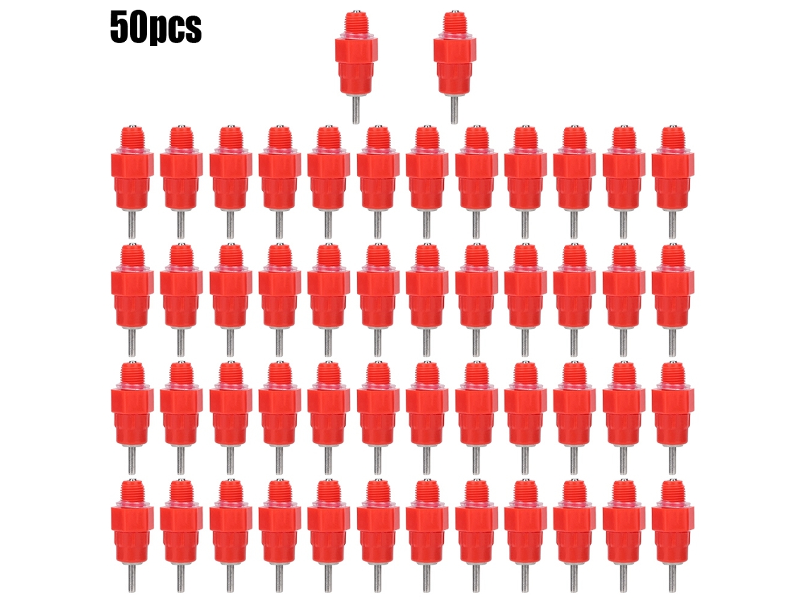 50 Boquillas De Acero Inoxidable 304 Para Bebederos De Pollos, 360°, Anticorrosión, Para Granjas Avícolas.