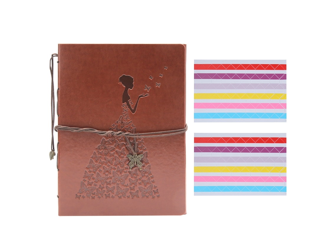 2026-álbum De Fotos Diy Con Pegamento Scrapbook Regalo Aniversario San Valentín Tamaño Grande Mariposas Y Niña Con 2 Esquinas Para Fotos