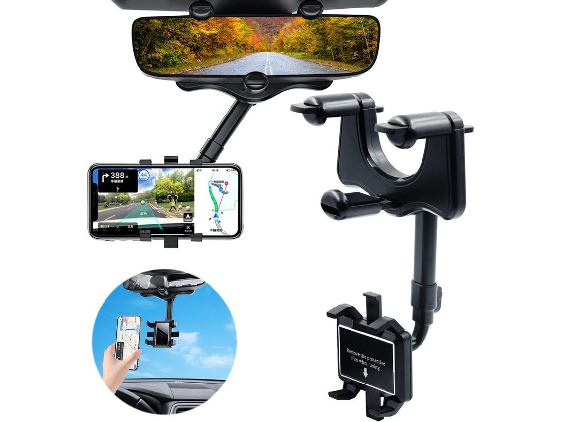 Soporte Universal Giratorio Y Retráctil Para Teléfono Móvil En El Espejo Retrovisor Del Coche Para Una Navegación Segura.