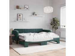 Sofá cama nido con colchón terciopelo verde oscuro 90x200 cm