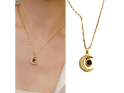 2026-colgante Luna Crescente Collar Cadena Clavícula 100 Idiomas Te Amo Regalo Para Mujer