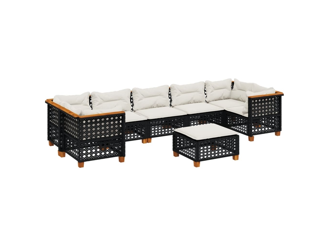 Maison Exclusive - Set De Sofás De Jardín 8 Piezas Y Cojines Ratán Sintético Negro