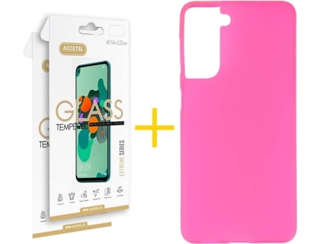 Carcasa + 2 Protectores de Pantalla para Samsung Galaxy S22 Plus 5G ACCETEL Rosa