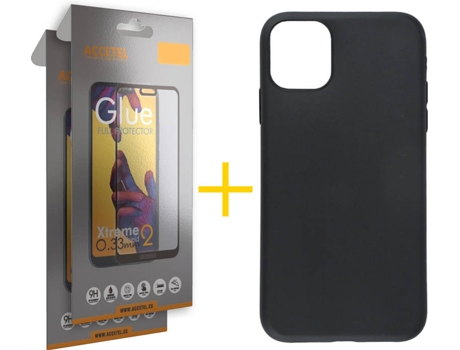 Kit Carcasa y Protector 2 X Cristal Full iPhone 12 Pro Max Skyhe Silicone Negro