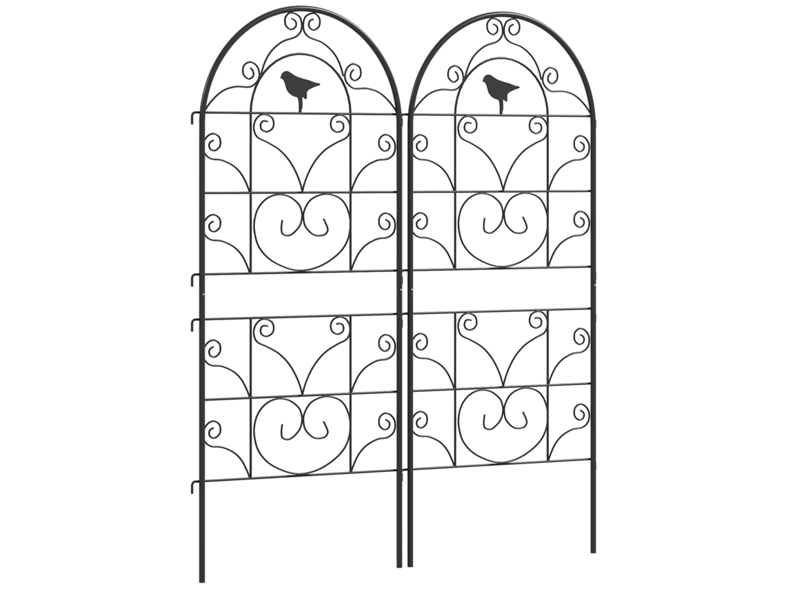2 Enrejados Metálicos Para Pájaros, 50x120cm, Para Tomates De Interior, Color Negro.