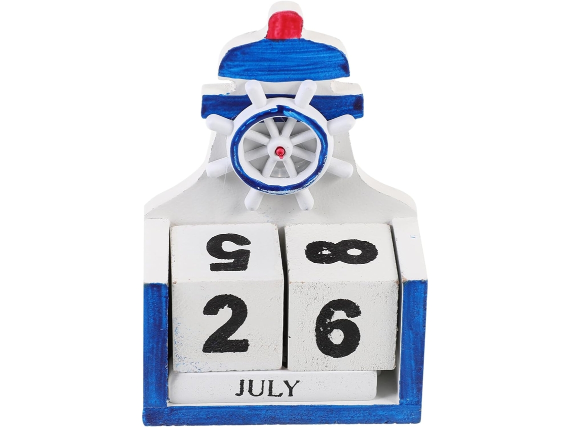 Pequeño Calendario Perpetuo Decorativo De Madera, Estilo Mediterráneo, Natural