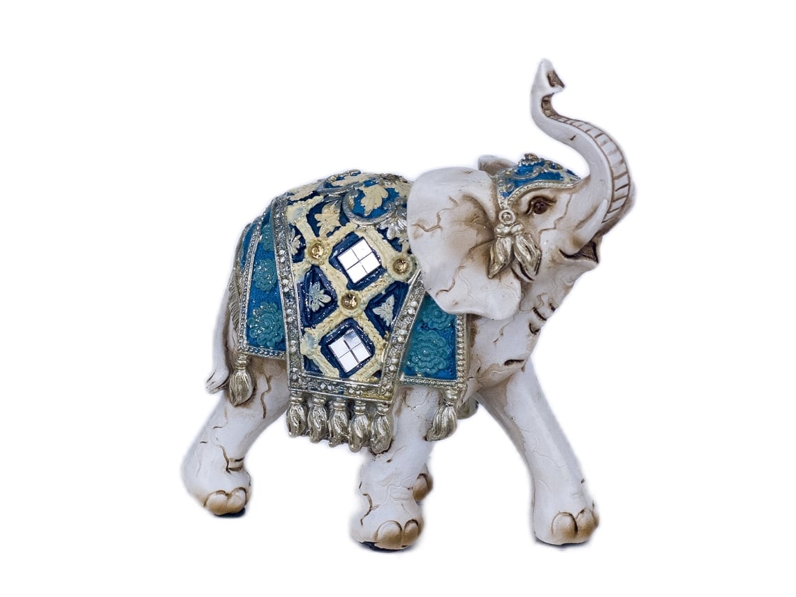 Figura Elefante Blanco de Resina 17X7X16cm Figura de Elefante Decoración  Hogar Figuras De Resina Para Jardin BY SIGRIS