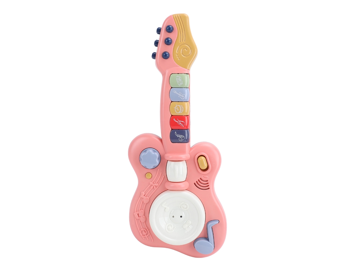 Ats-guitarra Eléctrica Para Niños Instrumento Musical Educatsivo Juguete De Aprendizaje Temprano Colorido Rosa Para Bebés