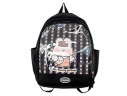 Mochila escolar de gran capacidad para mujer, estilo japonés, ideal para exhibir pines, color negro.