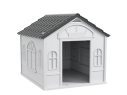 Caseta Para Perros Grandes Con Ventana Gris Y Blanca