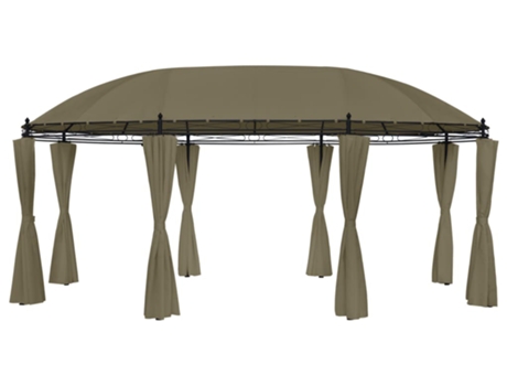 vidaXL Cenador con cortinas gris taupe 180g/m² 520x349x255 cm