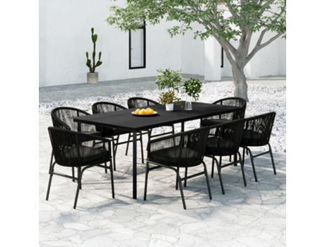 Conjunto 9 de comedor de jardín VIDAXL negro