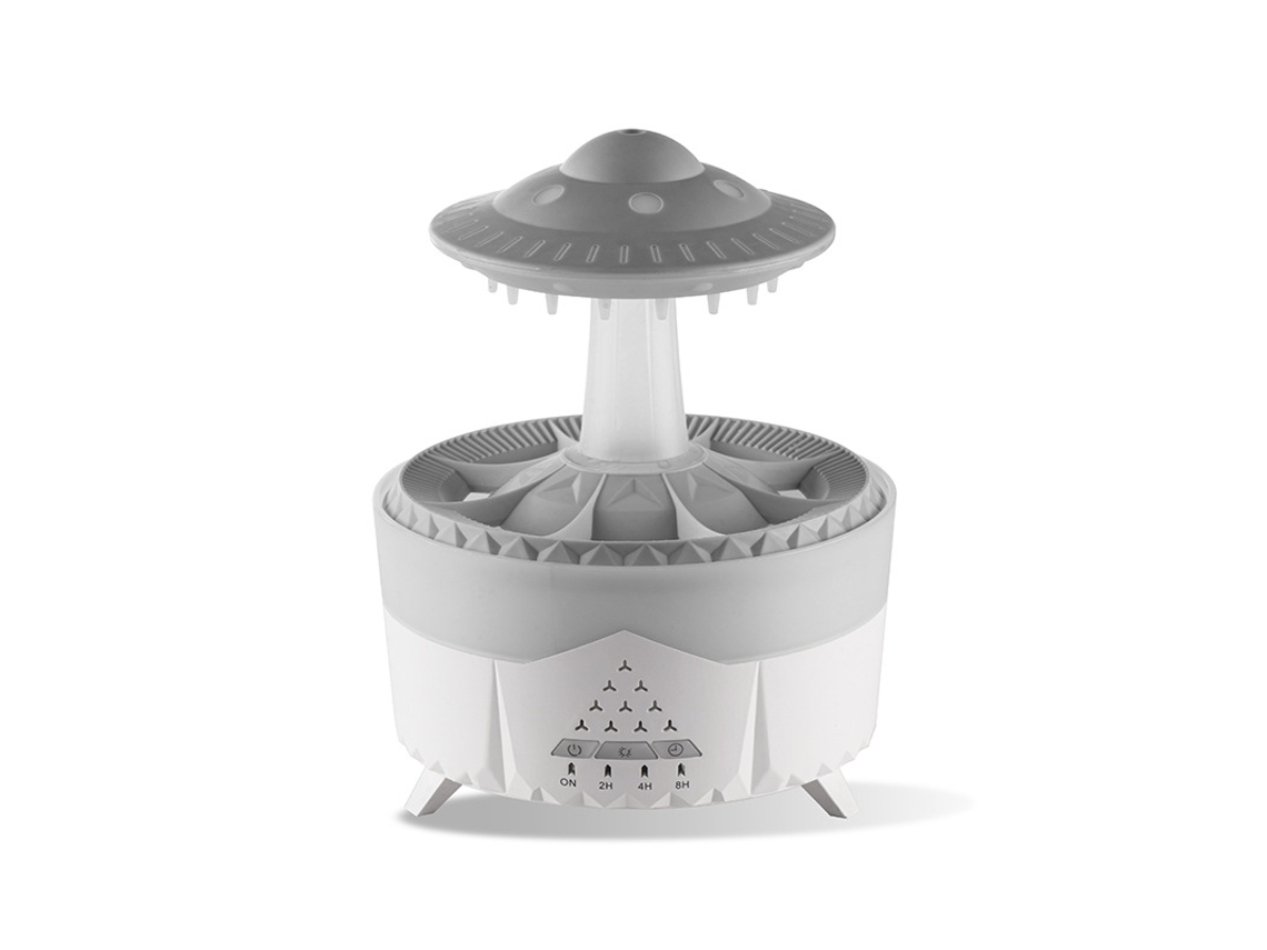 Humidificador Raindrop, difusor de aroma, humidificador silencioso de vapor frío con luz LED de 7 colores (blanco)
