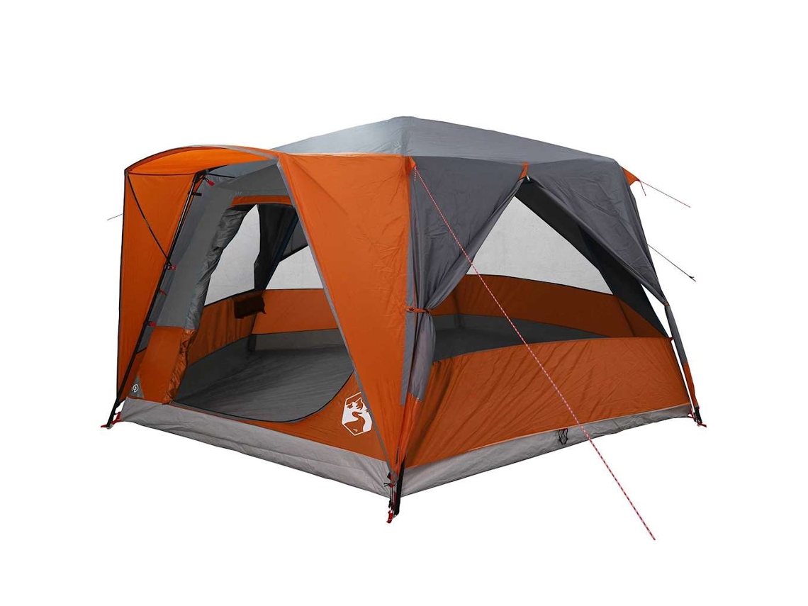 Tienda De Cabaña Para 7 Personas Con Techo Gris Y Naranja