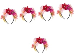 Tiara De Tela Floral De 5 Piezas, Elegante Accesorio Para Bodas Y Aniversarios Con Flores.