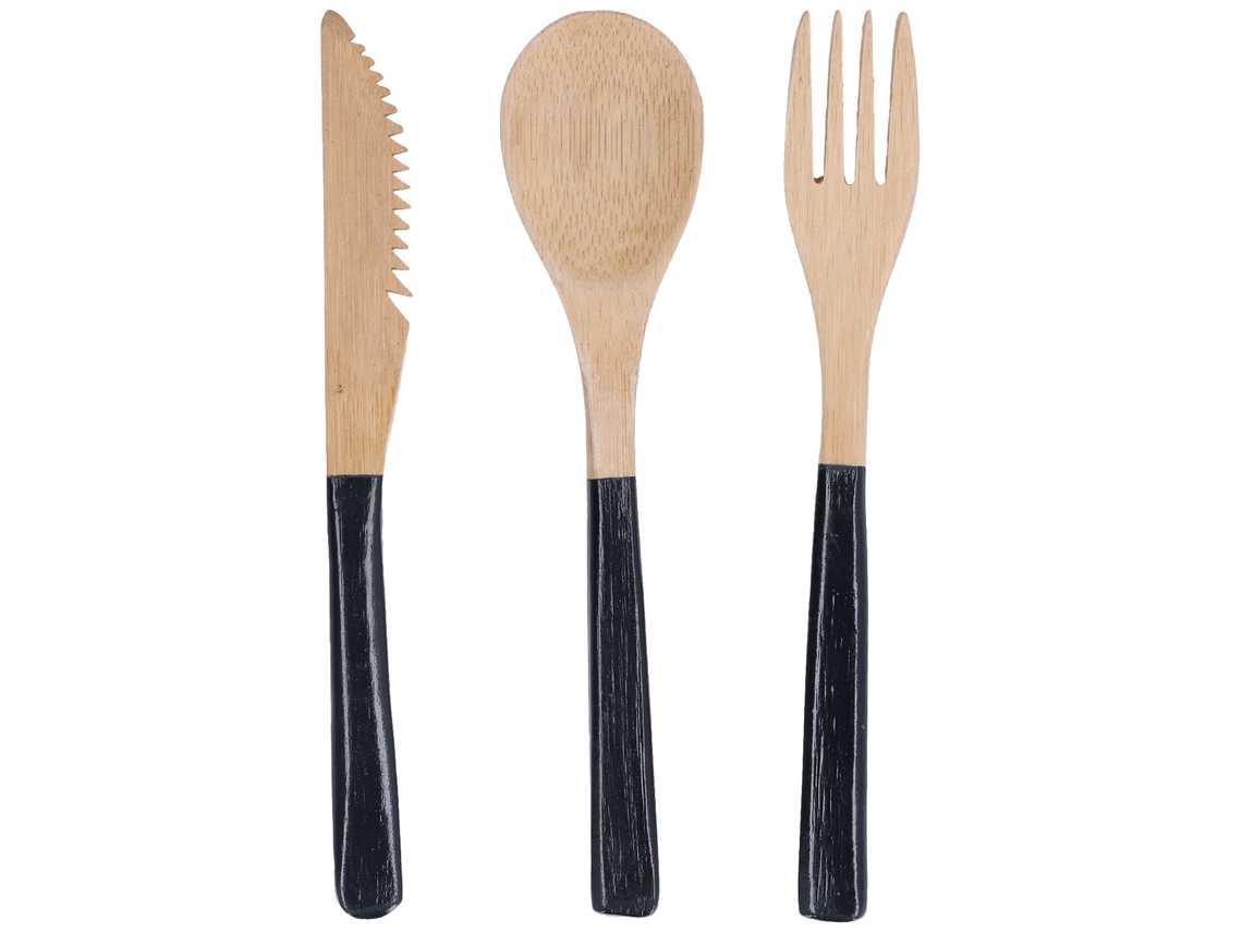 Juego de cubiertos japoneses de madera de 3 piezas (cucharas, tenedores y cuchillos para cocina, sin BPA)