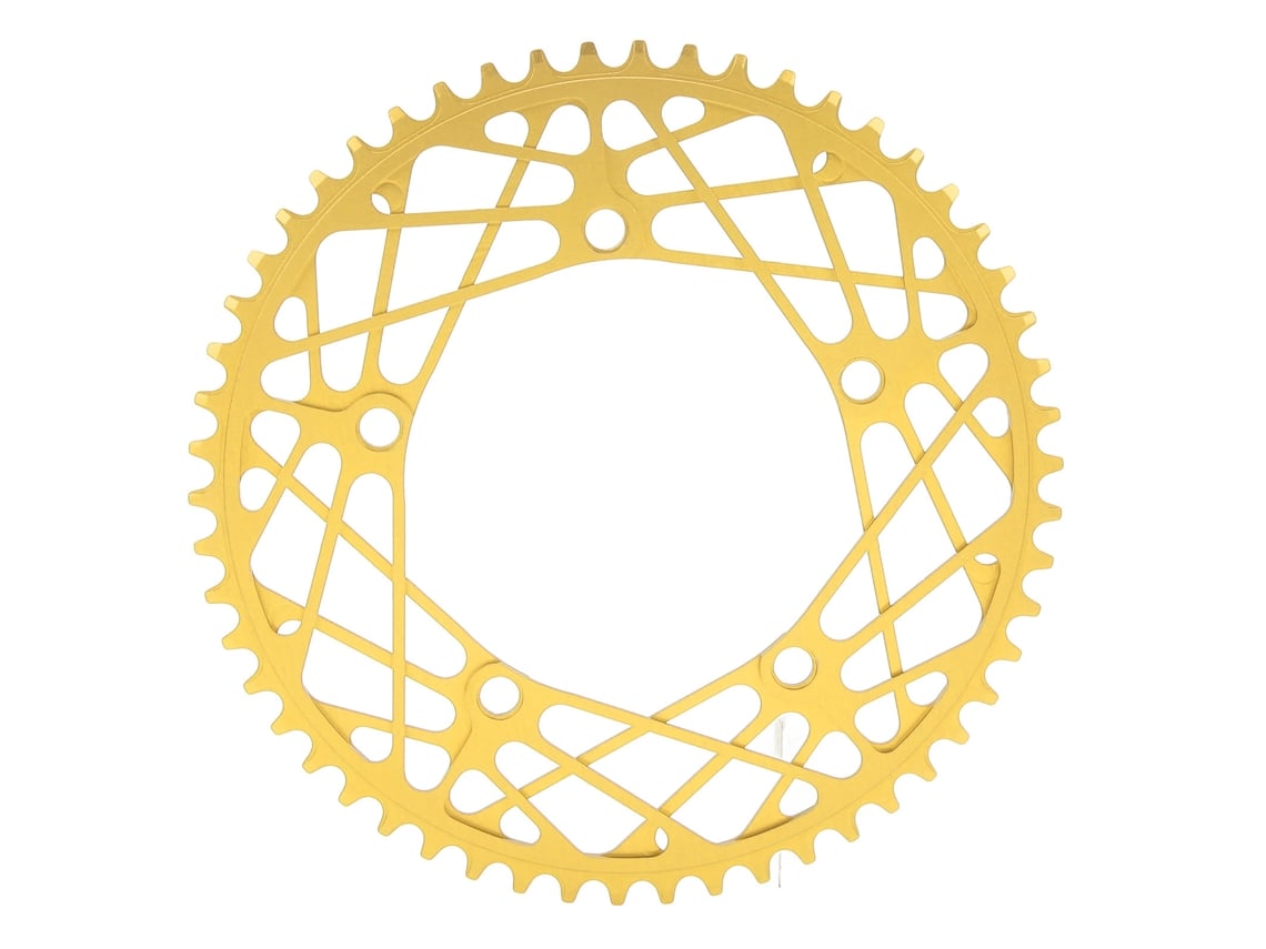 Engranaje de bicicleta ligero y duradero de aleación de aluminio anodizado de 54 dientes para bicicletas plegables, color amarillo.