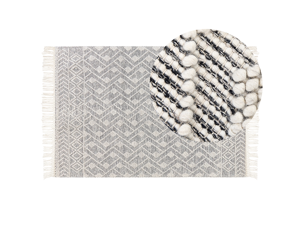 Alfombra de pelo corto BELIANI Kavak de Lana Blanco 160x230