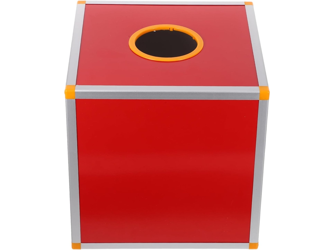 Caja Roja Para Sorteos De 30x30x30 Cm, De Aleación De Aluminio, Con Borde Y Ranura Para Bolas.