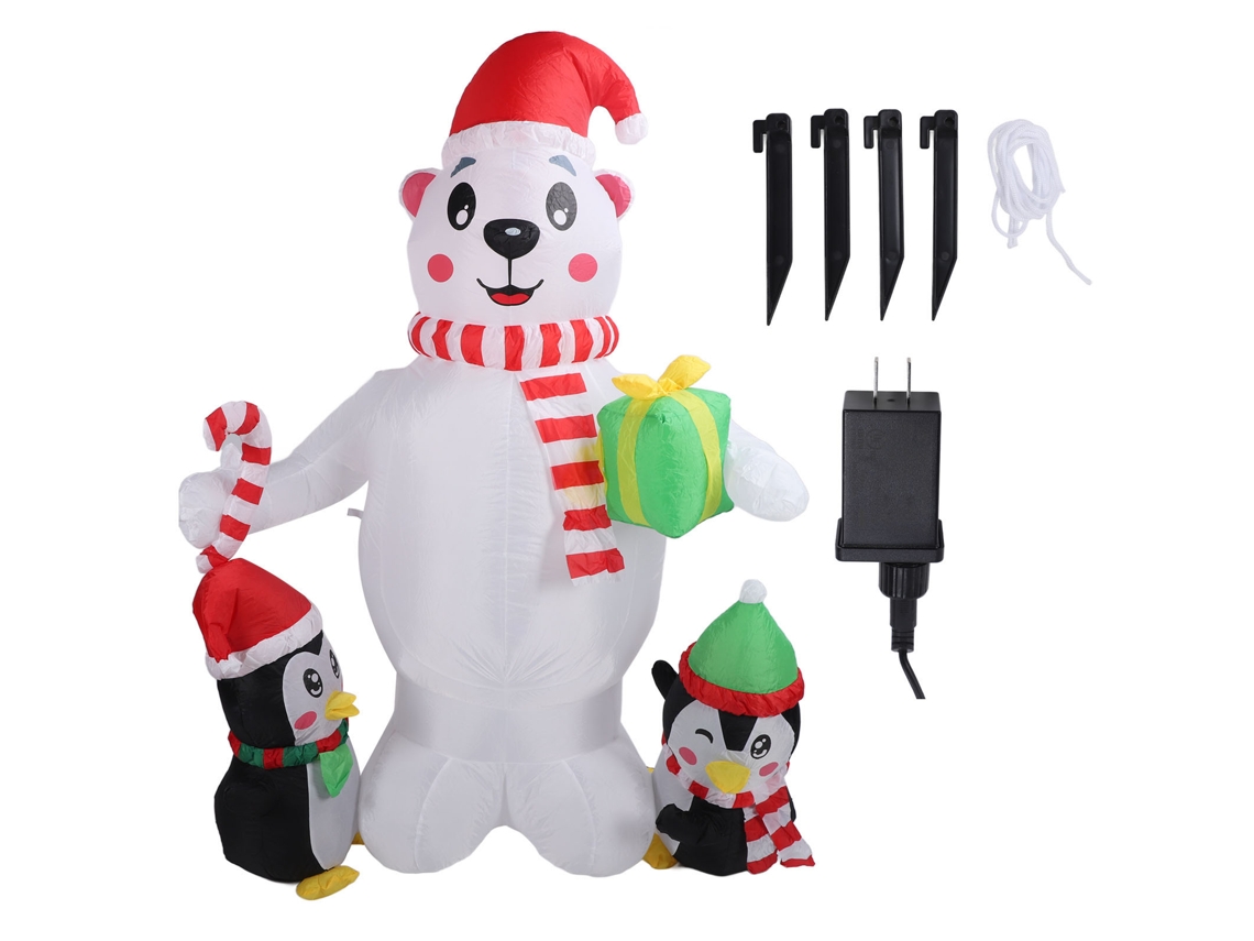Pingüino inflable navideño con luces de colores (1,8 m)