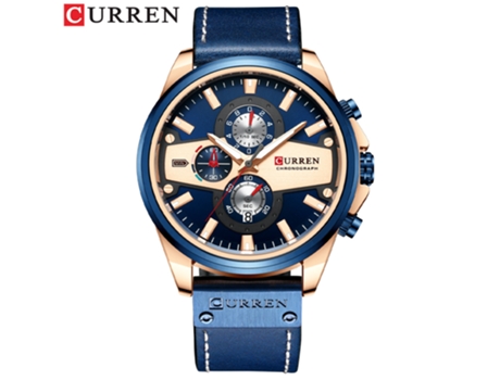 Relojes para Hombres, Relojes de Pulsera con Correa de Cuero Reloj de Negocios con Calendario de Cuarzo para Hombres-Concha Rosa Azul LUUCOZK