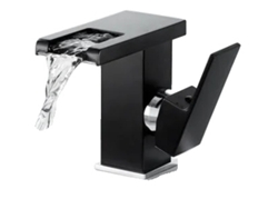 Grifo de baño LED blanco, núcleo de válvula de cerámica, marco de latón, color negro