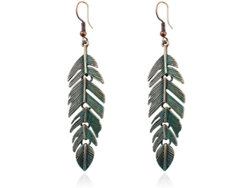 2026-aretes De Hoja Boho Vintage Verdes Bronce Ligeros Y Estilosos Hechos A Mano