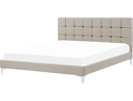 BELIANI Cama doble Ambert en polipiel Gris 188x212x102