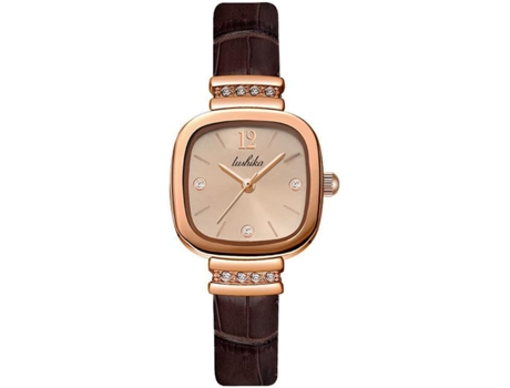VEANXIN Relojes de pulsera ligeros de cuero para mujer-rosa