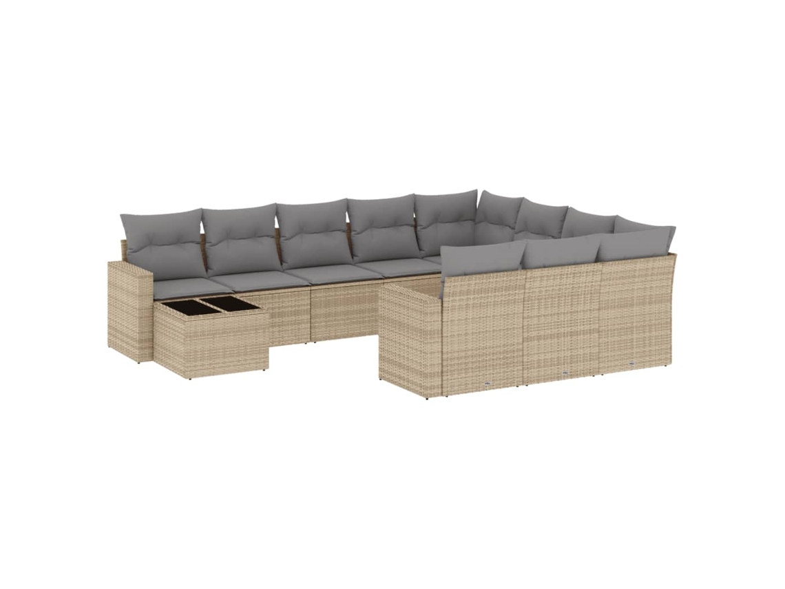 Maison Exclusive - Set De Sofás De Jardín 11pzas Con Cojines Ratán Sintético Beige