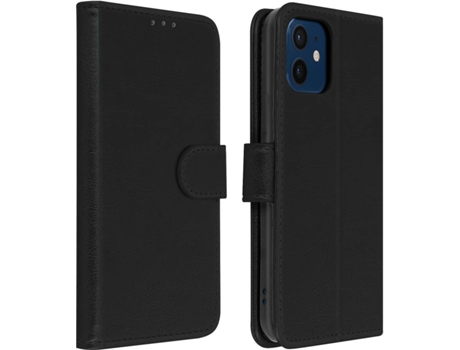 Funda iPhone 12, 12 Pro AVIZAR Libro Billetera Negro