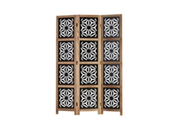 Biombo divisor de ambientes de 3 paneles en madera y MDF negro 170x120 cm Par06089