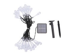 Guirnalda de luces solares 2026, 6,4 metros (21 pies), 30 LED, resistente al agua y económica para exteriores, ideal para patios y balcones. Color blanco.
