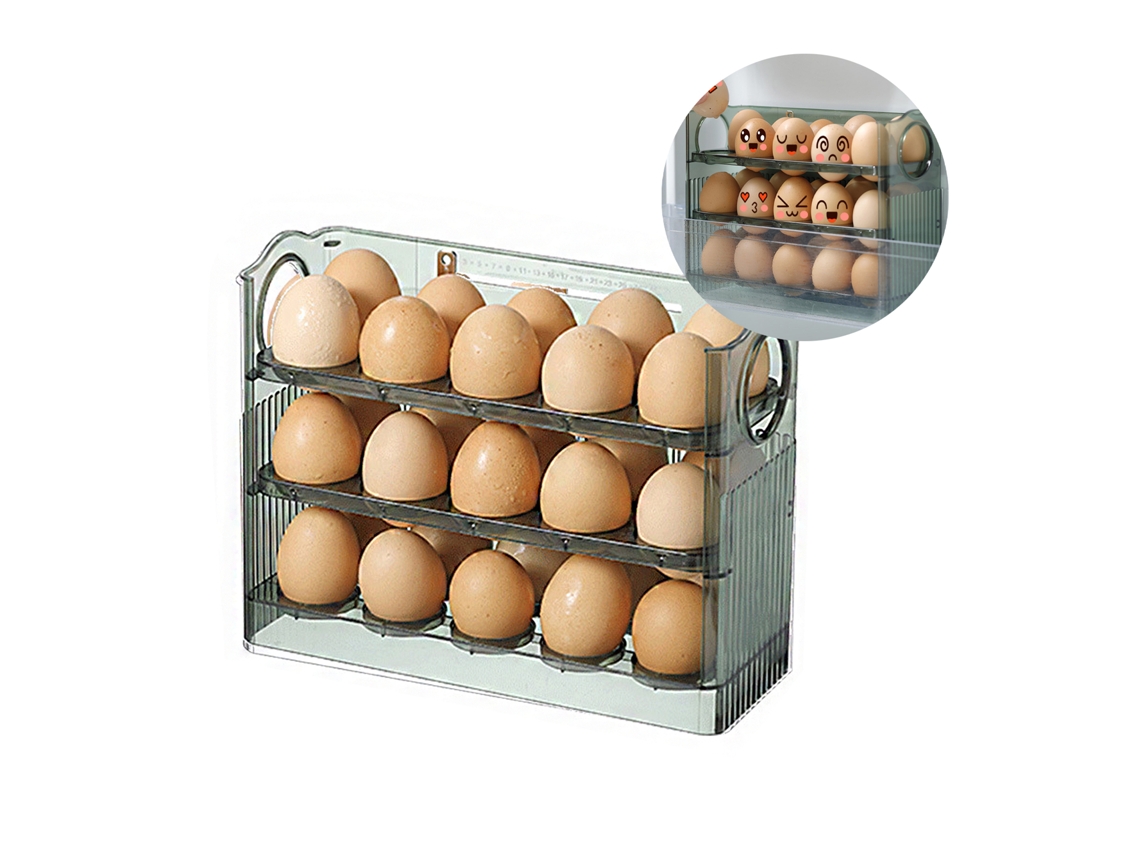 Caja De Almacenamiento De Huevos Con Tapa Para Puerta Lateral De Refrigerador, Estante Y Bandeja De Huevos