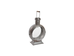 Farola Metal Cristal Envejecido Plateado 37x22x55cm