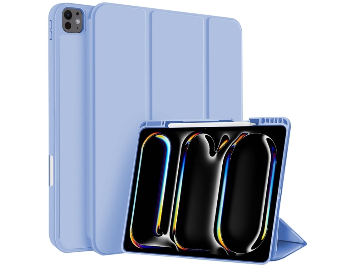 Capa Para Ipad 7 10.2 Polegadas Com Ranhura Para Caneta Em 3 Dobras Azul Gelo