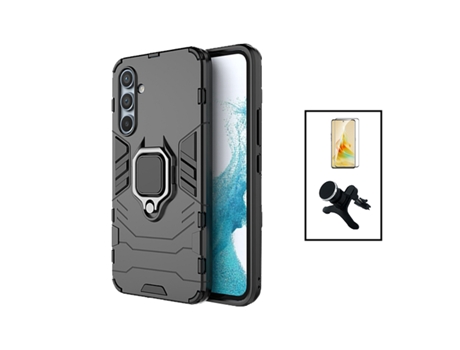 Kit De Película De Vidrio Templado De Cubierta Completa 5D 3X1 Soporte Magnético De Coche Reforzado Defensor Militar Para Samsung Galaxy A54 5G - N...
